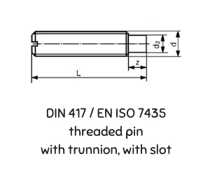 DIN 417 ISO 7435  TREADED PIN WITH TRUNNION WITH SLOT 
