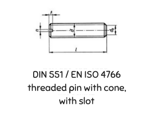 DIN 551 ISO 4766  THREADED PIN WITH CONE, WITH SLOT
