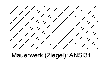 Mauerwerk (Ziegel): ANSI31  Beschreibung: Klassische 45°-Schräglinien.