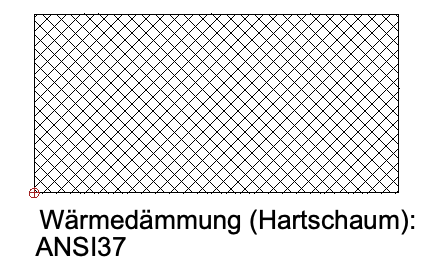 Wärmedämmung (Hartschaum): ANSI37  Beschreibung: Kreuzschraffur im 45°-Winkel.