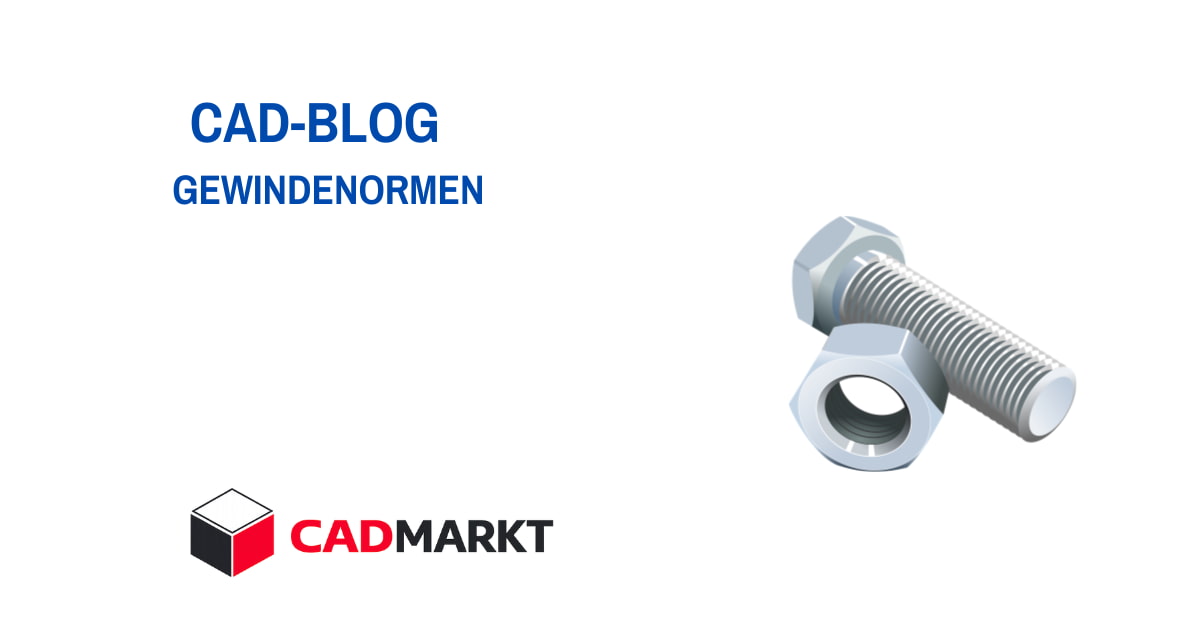 Bild im 3D-Format Schraube mit Mutter für Gewindenormen