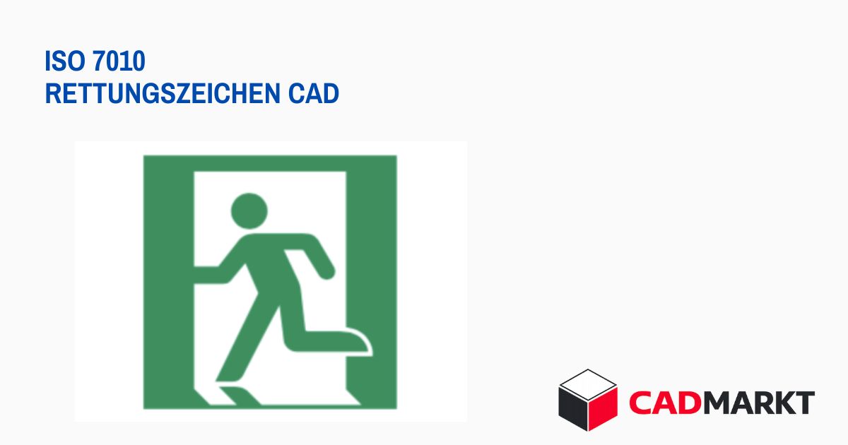 Rettungszeichen CAD (ISO 7010) Darstellung grüner Hintergrund Person flieht durch offene Tür