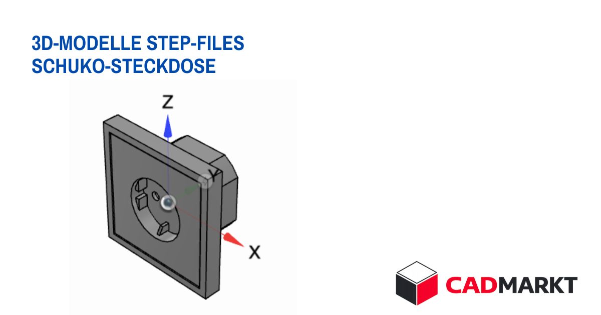 STEP-File einer Schuko-Steckdose, 3D-Modell realistische Darstellung