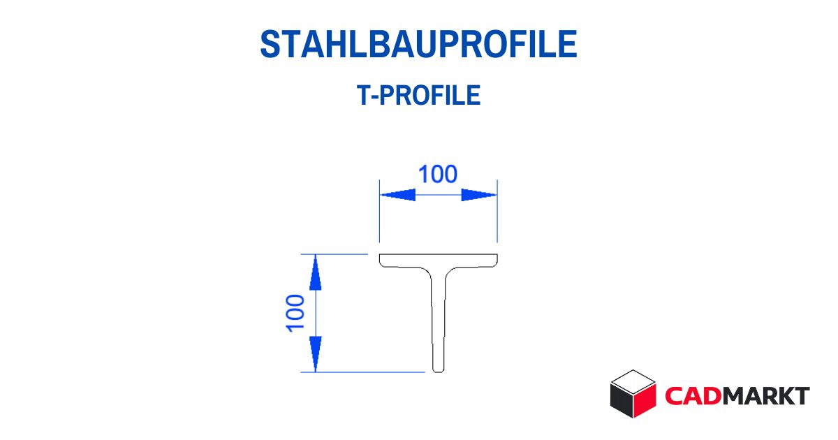 DIN EN 10025 T-Profile als technische Zeichnung im Profilschnitt