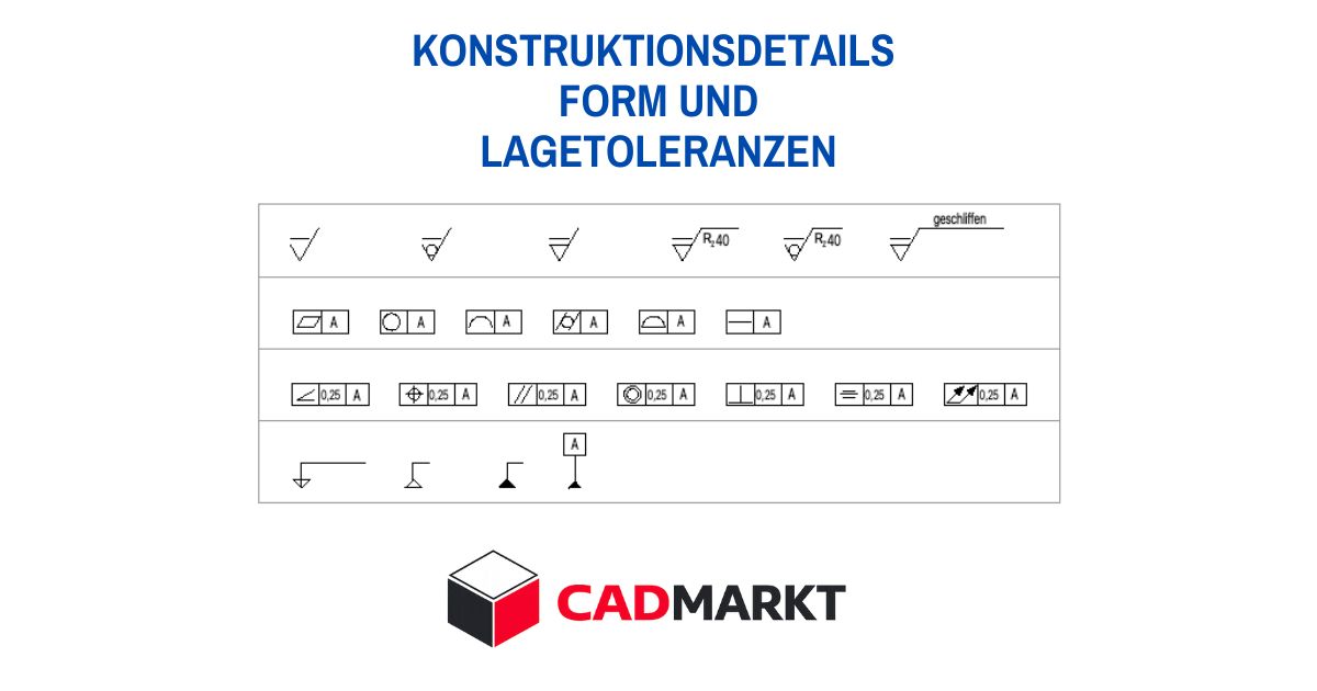 Symbole mit diversen Erklärungen und Ergänzungen: Form und Lagetoleranzen 