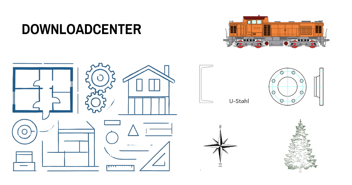 Downloadcenter - diverse Bilder zu Zeichnungen zum Download, Eisenbahn, Flansche, Bäume