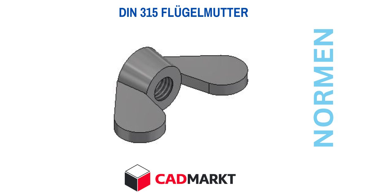 DIN Norm 315 Flügelmutter - Bild einer Flügelmutter als 3D-Modell