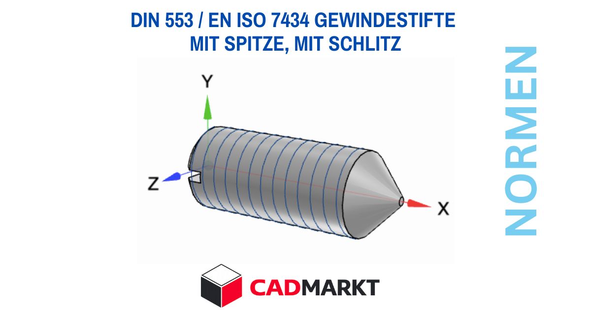 DIN 553 / EN ISO 7434 Gewindestifte mit Spitze, mit Schlitz Verwendung, Downloads und Maßtabellen