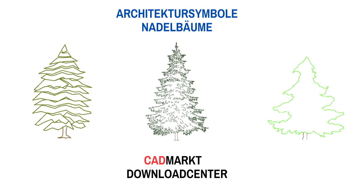 Nadelbäume in verschiedenen Arten, Tannenbaum als Zeichnungen