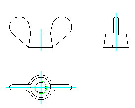 DIN 315 Flügelmuttern 2D-Block Format: DWG - 3 Ansichten