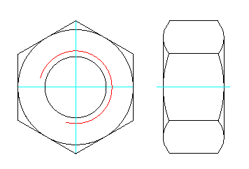 DIN 934 - ISO 4032 Skt.-Muttern 2D-Block Format: DWG - 2 Ansichten