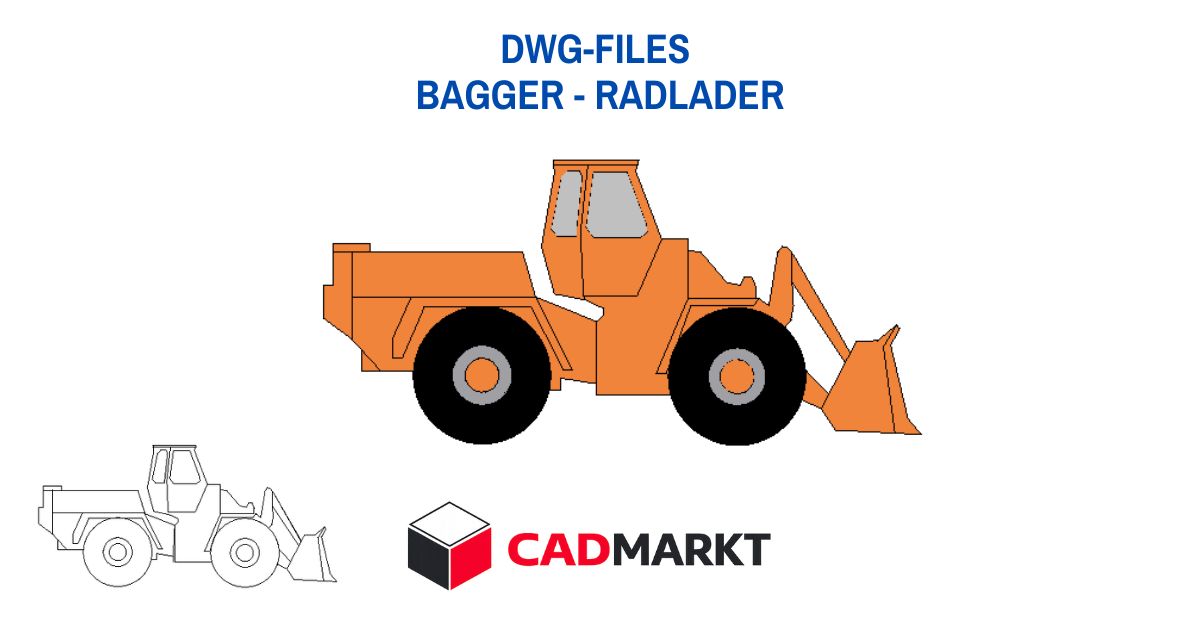 Bagger - Radlader / Excavator 2D-Block Format: DWG - Draufsicht