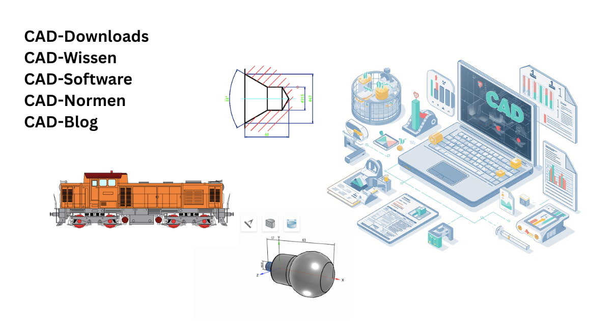 CADMARKT - Bilder aus Downloadcenter, Diesellok,  Zentrierbohrung, 3D-Modell Griff